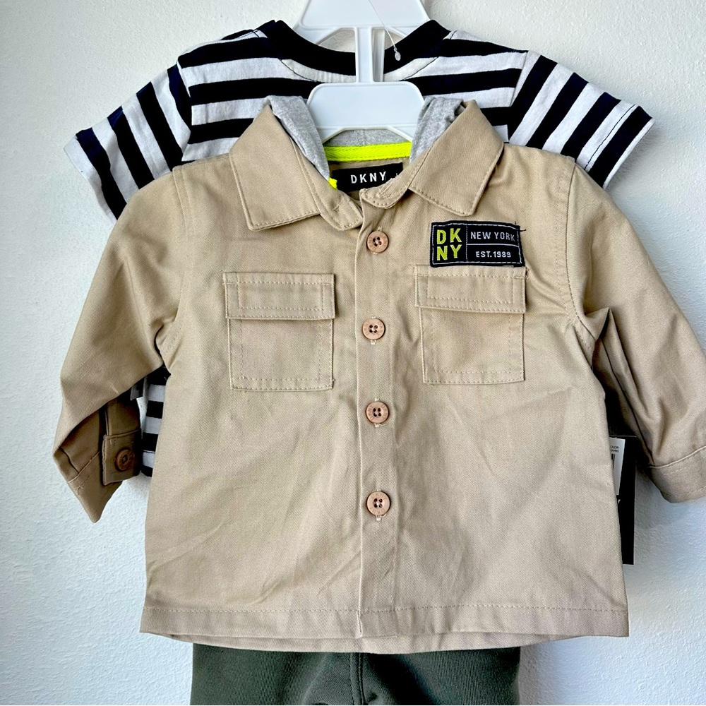 3pc set DKNY toddler boy T-shirt jacket pants
